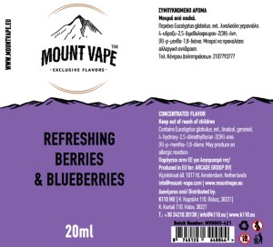 MOUNT VAPE REFRESHING BERRIES and BLUEBERRIES 20ML 60ML FLAVORSHOT