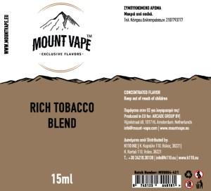 MOUNT VAPE RICH TOBACCO BLEND 15ML 60ML FLAVORSHOT
